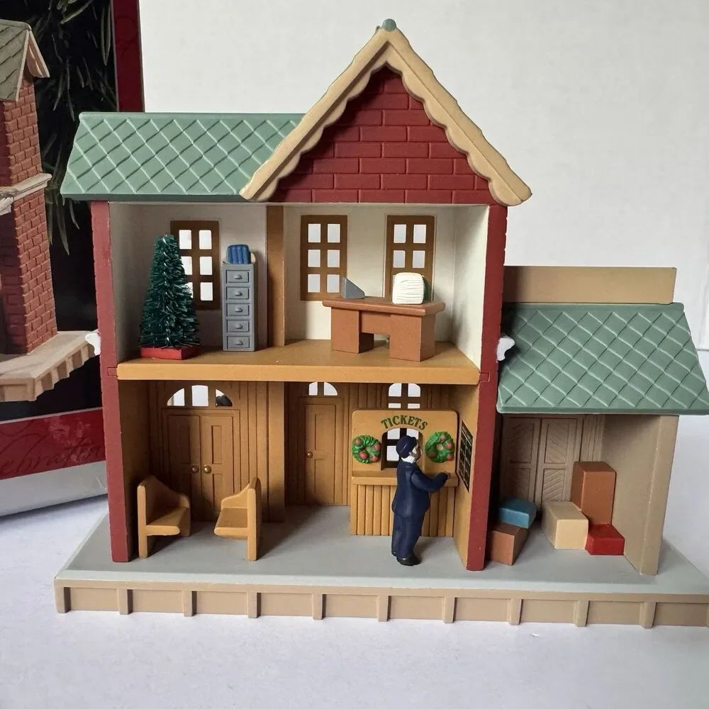 Hallmark Nostalgic Houses Ornament Lot Grocery Store Hall Station Set of 3